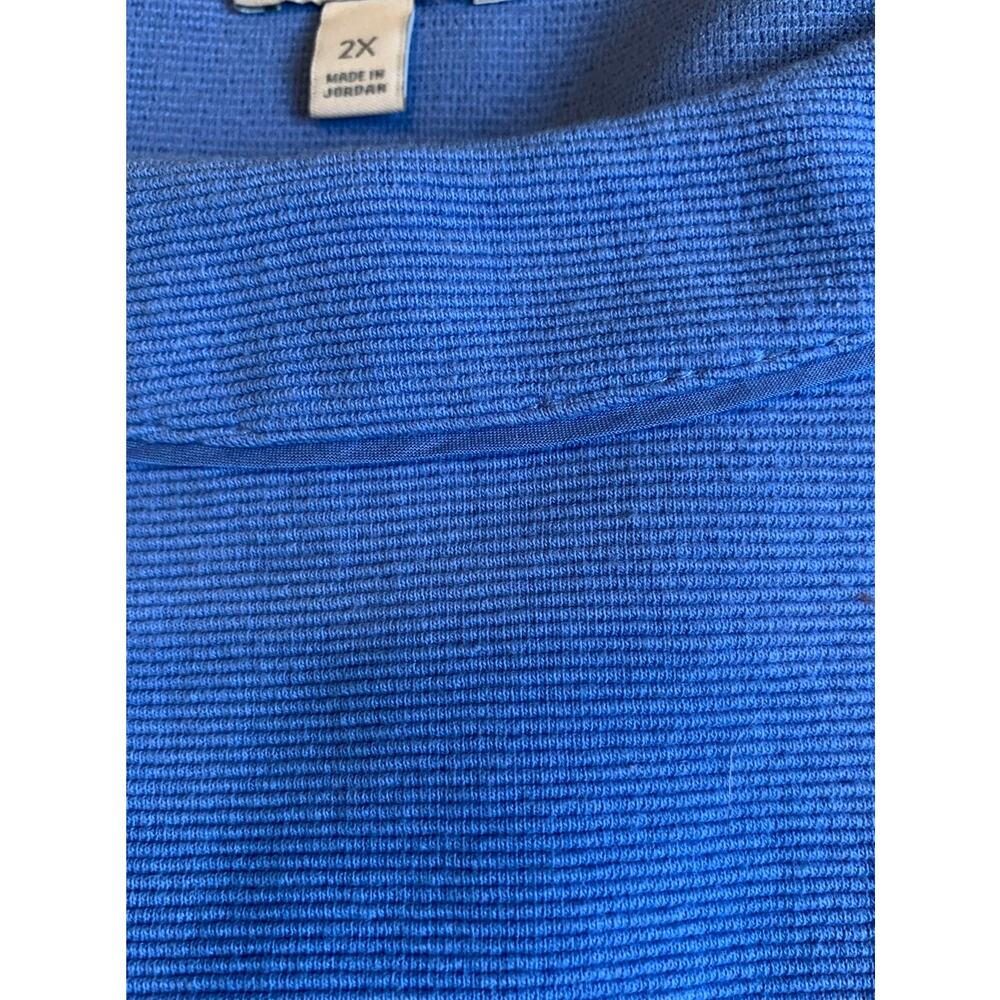 Talbots Womens Top 3/4 Sleeve Blue Stretch Round Neck Size 2X - Picture 3 of 9